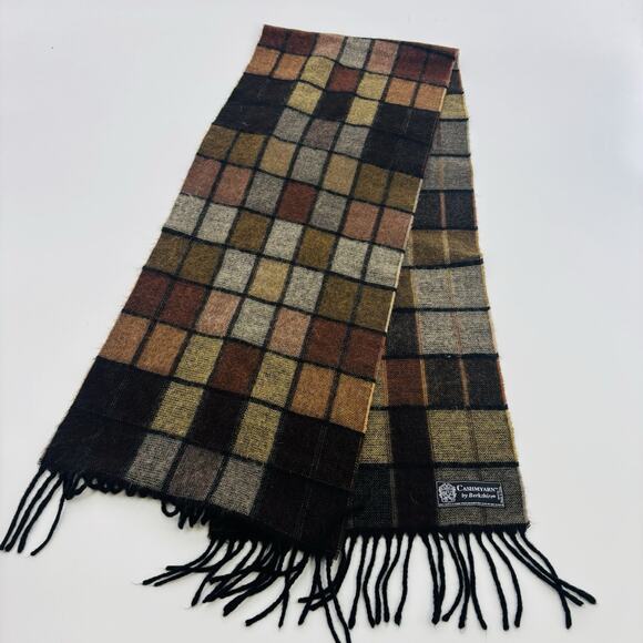 Cashmyarn by Berkshire Wide Scarf Made In Itally Plaid Multicolor Winter Cozy - Picture 1 of 4